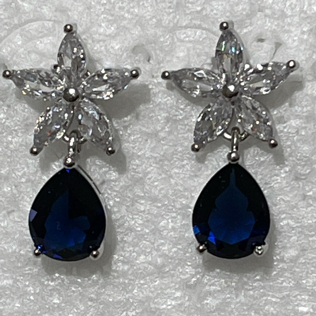 Luxury Flower Pear Solid 925 Sterling Silver Earrings For Women Anniversary Gift